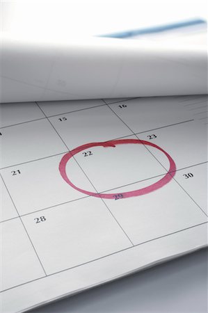 semaine - Calendrier avec Date entourée en rouge Photographie de stock - Rights-Managed, Code: 700-03615672