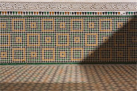 design tiles - Tiled Floor and Wall, Mausoleum of Moulay Ismail, Meknes, Morocco Stock Photo - Rights-Managed, Code: 700-03612939