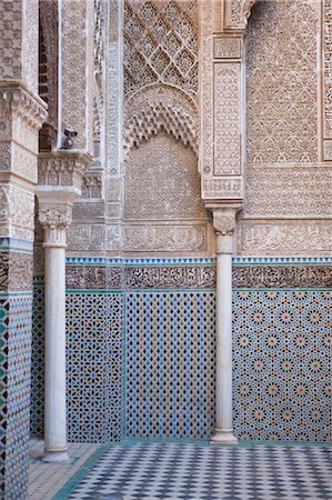 school building nobody - Al-Attarine Madrasah, Fez, Morocco Stock Photo - Rights-Managed, Code: 700-03612988