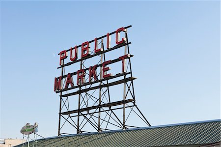 public market - Pike Place Market Sign in Seattle, Washington, USA Foto de stock - Con derechos protegidos, Código: 700-03621223