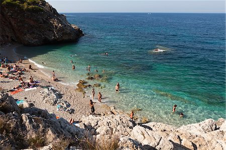 Plage à Lo Zingaro Nature Reserve, Province de Trapani, Sicile, Italie Photographie de stock - Rights-Managed, Code: 700-03621230