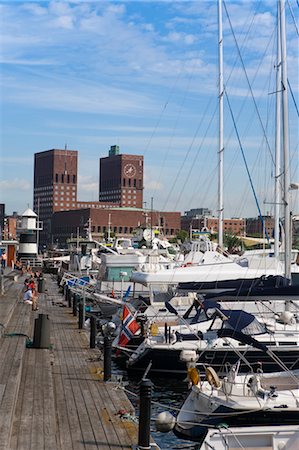 Waterfront and Oslo Radhus, Oslo, Eastern Norway, Norway Foto de stock - Con derechos protegidos, Código: 700-03622909