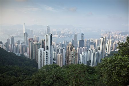 densely populated - View of Hong Kong Island and Kowloon Peninsula from Victoria Peak, Hong Kong, China Stock Photo - Rights-Managed, Code: 700-03638879
