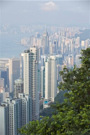 densely populated - View of Hong Kong Island and Kowloon Peninsula from Victoria Peak, Hong Kong, China Stock Photo - Rights-Managed, Code: 700-03638881