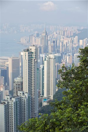 simsearch:700-03638885,k - View of Hong Kong Island and Kowloon Peninsula from Victoria Peak, Hong Kong, China Stock Photo - Rights-Managed, Code: 700-03638881