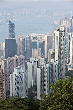 densely populated city buildings - View of Hong Kong Island and Kowloon Peninsula from Victoria Peak, Hong Kong, China Stock Photo - Rights-Managed, Code: 700-03638882