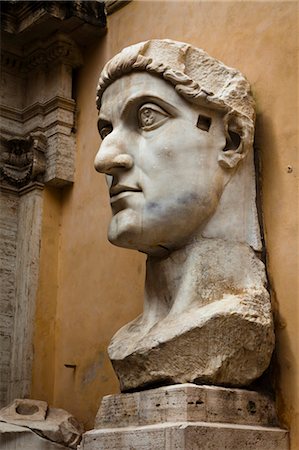 european sculptures - Head From Statue of Emperor Constantine, Capitoline Museums, Piazza del Campidoglio, Rome, Italy Stock Photo - Rights-Managed, Code: 700-03639172