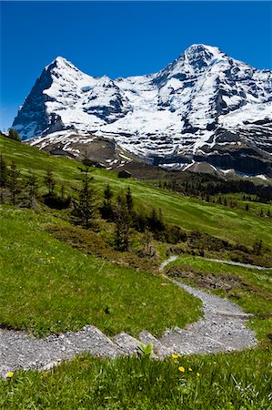 swiss - Mountain Trail in Jungfrau Region, Bernese Alps, Switzerland Stock Photo - Rights-Managed, Code: 700-03654531