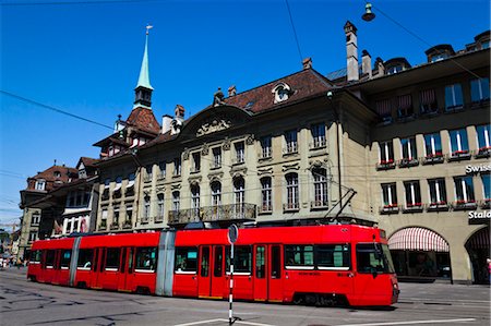 exterior building in switzerland - Streetcar, Bern, Switzerland Stock Photo - Rights-Managed, Code: 700-03654617