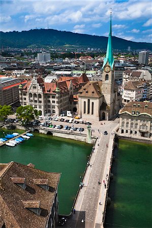 Fraumunster Abbey, Zurich, Switzerland Foto de stock - Con derechos protegidos, Código: 700-03654629