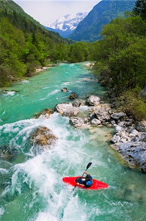 stromschnelle - Kajak am Fluss Soca, Slowenien Stockbilder - Lizenzpflichtiges, Bildnummer: 700-03659241