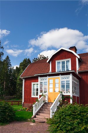 Maison en bois rouge, Katthult, Gibberyd, Smaland, Sweden Photographie de stock - Rights-Managed, Code: 700-03659284