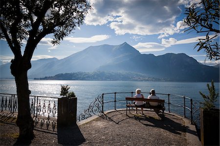 european park benches outdoor - Bellagio, Lake Como, Province of Como, Lombardy, Italy Stock Photo - Rights-Managed, Code: 700-03660177