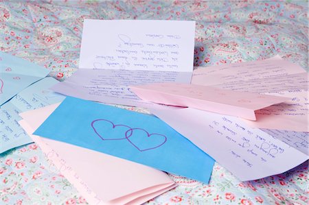 paper stacked - Love Letters on Bed Stock Photo - Rights-Managed, Code: 700-03662325