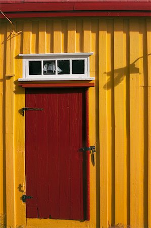 scandinavian house exterior - Yellow House With Red Door, Sweden Stock Photo - Rights-Managed, Code: 700-03685776