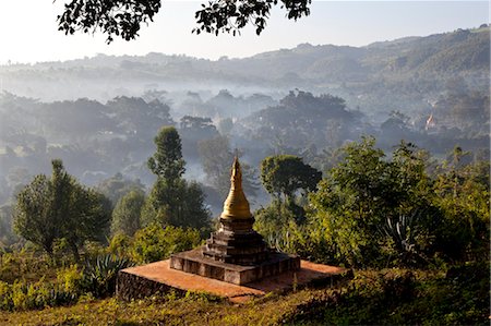shan state - Pagoda and View of Pindaya Valley, Shan State, Myanmar Stock Photo - Rights-Managed, Code: 700-03685815