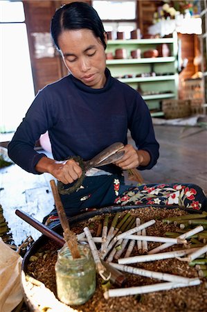 Woman Making Cigars, Near Inle Lake, Myanmar Stock Photo - Rights-Managed, Code: 700-03685827