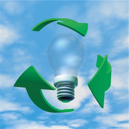 recyclage - Ampoule avec flèches Photographie de stock - Rights-Managed, Code: 700-03685835