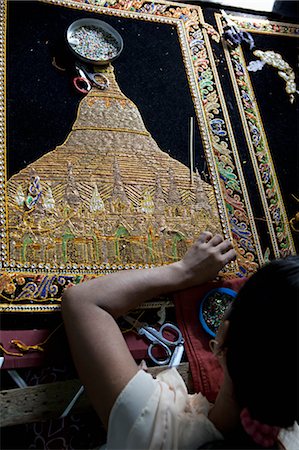 stitches - Woman Embroidering, Myanmar Stock Photo - Rights-Managed, Code: 700-03685879