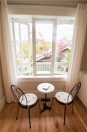 French Chairs and Small Marble Reading Table near Window Stock Photo - Rights-Managed, Code: 700-03685983