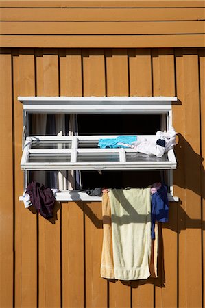 foreground - Open Window with Laundry, Krageroe, Aust-Agder, Norway Stock Photo - Rights-Managed, Code: 700-03682088