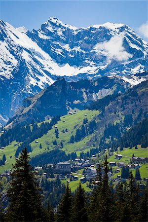 small town snow - Looking Towards Murren, Jungfrau Region, Bernese Alps, Switzerland Stock Photo - Rights-Managed, Code: 700-03696852