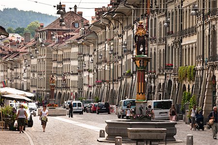 sculpture water fountains - Street Scene, Bern, Switzerland Stock Photo - Rights-Managed, Code: 700-03696872