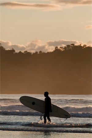 Surfer on Beach, Chesterman Beach, Tofino, Vancouver Island, British Columbia, Canada Foto de stock - Con derechos protegidos, Código: 700-03696895