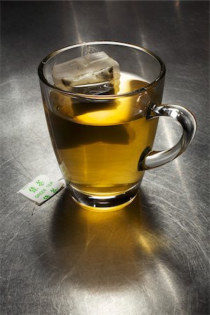 silver background metal - Green Tea in Glass Mug Stock Photo - Rights-Managed, Code: 700-03696982