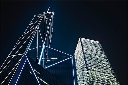 Bank of China Tower at Night, Hong Kong, China Foto de stock - Con derechos protegidos, Código: 700-03697958