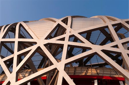 Bird's Nest National Stadium by architects Herzog and De Meuron, 2008, Olympic Green, Beijing, China, Asia. Stock Photo - Rights-Managed, Code: 700-03698025