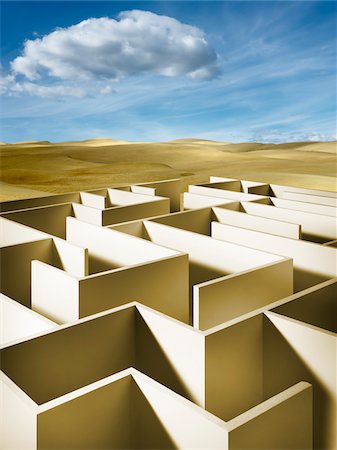 puzzle - Labyrinthe dans le désert Photographie de stock - Rights-Managed, Code: 700-03698131