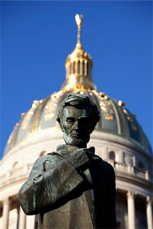 state capital (city) - Abraham Lincoln Statue in front of West Virginia Capitol Building, Charleston, West Virginia, USA Stock Photo - Rights-Managed, Code: 700-03698355