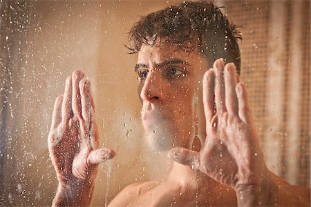 shower water - Portrait of Man Stock Photo - Rights-Managed, Code: 700-03720172