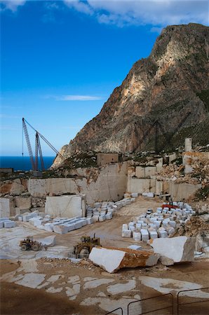 sea and mining - Marble Quarry near Custanaci, Province of Trapani, Sicily, Italy Stock Photo - Rights-Managed, Code: 700-03737435
