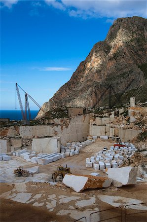 Marble Quarry near Custanaci, Province of Trapani, Sicily, Italy Fotografie stock - Rights-Managed, Codice: 700-03737435