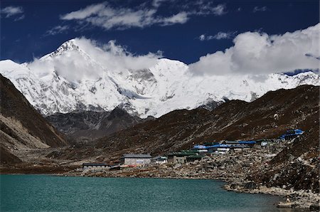 Gokyo Lake and Cho Oyu, Sagarmatha National Park, Solukhumbu District, Sagarmatha Zone, Nepal Foto de stock - Direito Controlado, Número: 700-03737536