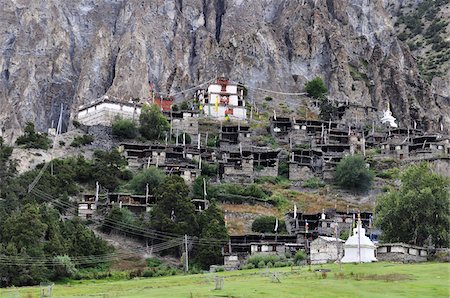 remote village - Braga Village in Marsyangdi River Valley, Annapurna Conservation Area, Gandaki Zone, Pashchimanchal, Nepal Stock Photo - Rights-Managed, Code: 700-03737542