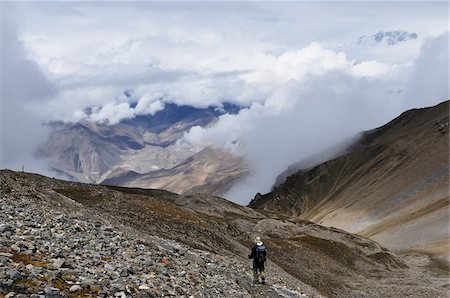 Hiker, Thorung La, Annapurna Conservation Area, Gandaki Zone, Pashchimanchal, Nepal Foto de stock - Con derechos protegidos, Código: 700-03737552