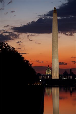 Washington Monument et le bâtiment du Capitole au crépuscule, Washington, D.C., USA Photographie de stock - Rights-Managed, Code: 700-03737593