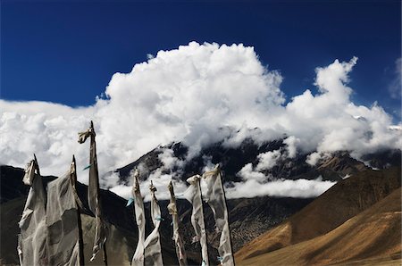 Prayer Flags, Muktinath Valley, Mustang District, Dhawalagiri, Annapurna Conservation Area, Pashchimanchal, Nepal Foto de stock - Direito Controlado, Número: 700-03737774