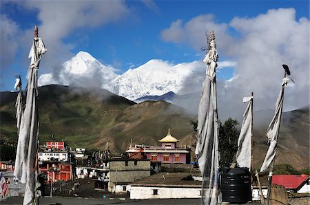 Muktinath and Dhaulagiri Himal, Muktinath Valley, Mustang District, Dhawalagiri, Annapurna Conservation Area, Pashchimanchal, Nepal Foto de stock - Con derechos protegidos, Código: 700-03737793