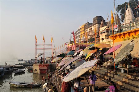 Ghats, River Ganges, Varanasi, Varanasi District, Uttar Pradesh, India Fotografie stock - Rights-Managed, Codice: 700-03737878