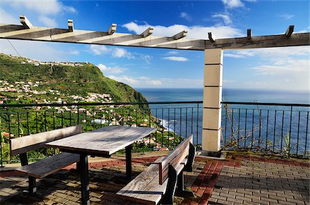 pillar mountain - Picnic Table Overlooking Atlantic Ocean, Calheta, Madeira, Portugal Stock Photo - Rights-Managed, Code: 700-03737953