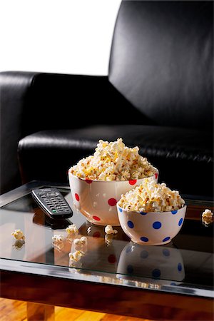 remote control tv - Popcorn in Bowls on Table Stock Photo - Rights-Managed, Code: 700-03738044