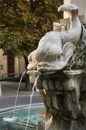 sculpture water fountains - Fontaine des Quatre Dauphins, Quatier Mazarin, Aix-en-Provence, Bouches-du-Rhone, Provence, France Stock Photo - Rights-Managed, Code: 700-03738653