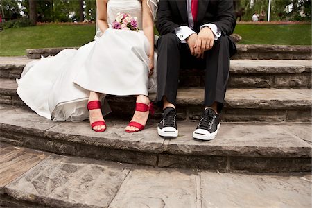 red high heel bride waist down - Bride and Groom Sitting Stock Photo - Rights-Managed, Code: 700-03739054