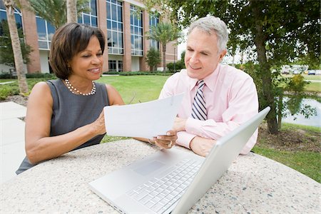 suit business people meeting laptop - Business People with Laptop Outdoors Stock Photo - Rights-Managed, Code: 700-03762664