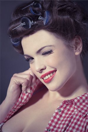 pin up - Close-Up of Pin Up Girl Winking Stock Photo - Rights-Managed, Code: 700-03814105