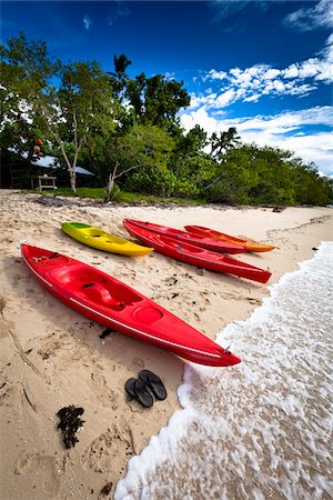 Kayaks at Sandy Beach Resort, Ha'apai, Kingdom of Tonga Stock Photo - Rights-Managed, Code: 700-03814190